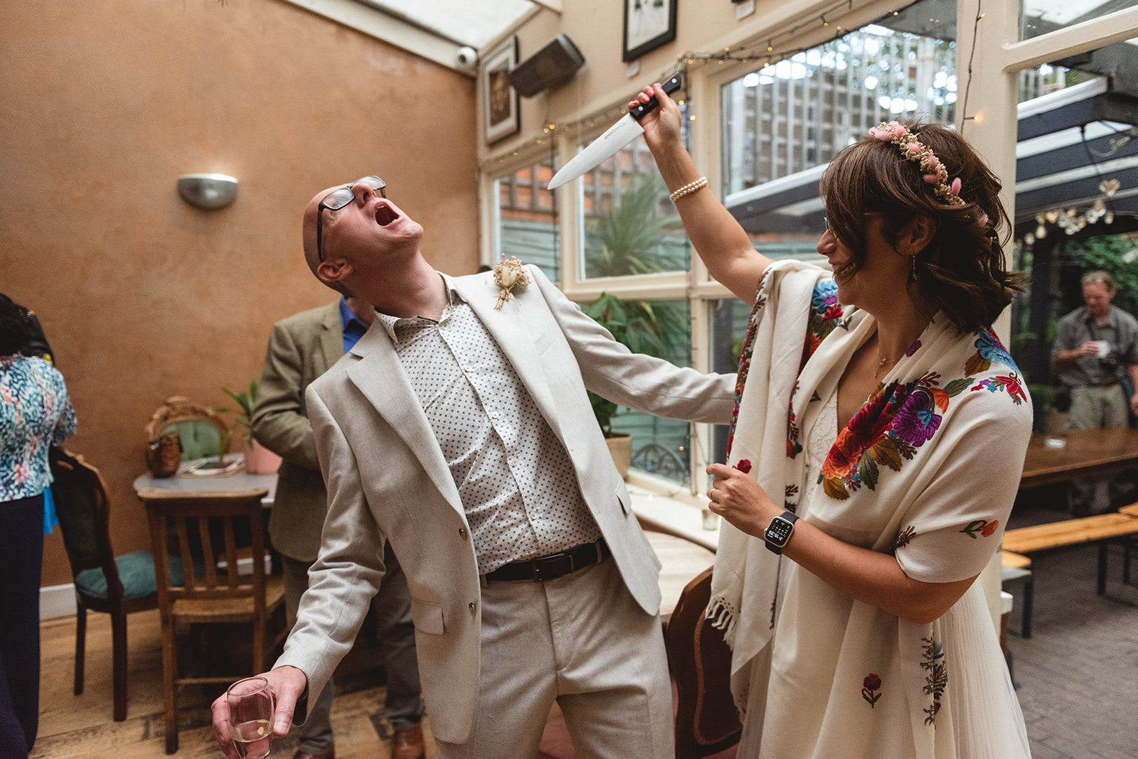 Kings Heath wedding reception after a Birmingham Registry Office small wedding by Birmingham wedding photography byGarazi
